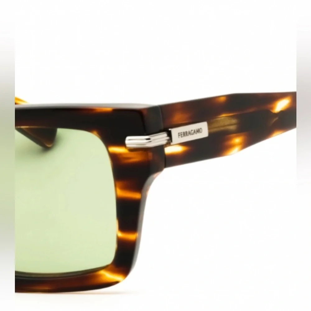 Salvatore Ferragamo STRIPED BROWN/GREEN lens Sunglasses (NWT)